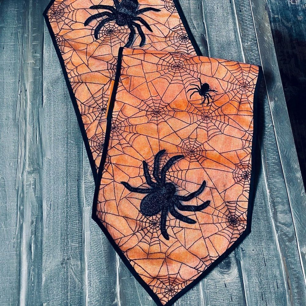 Halloween Spiderweb Shimmering Table Runner Decor